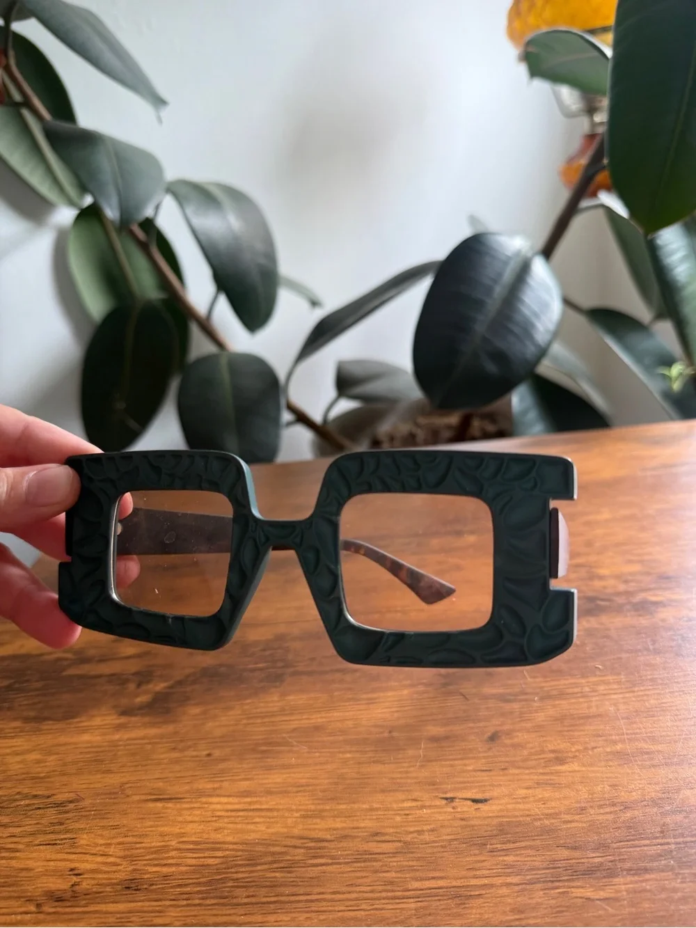 Chunky Square Sunglasses in Deep Teal Marble